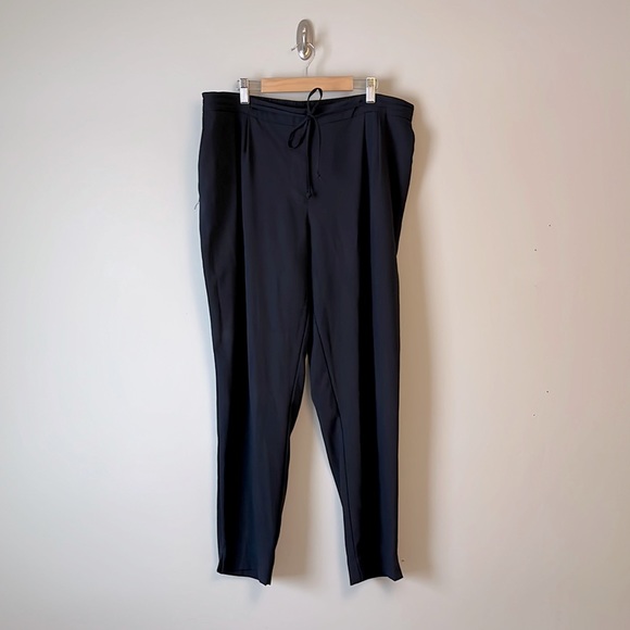 Navy tapered dress pants with drawstring closure - Picture 1 of 4